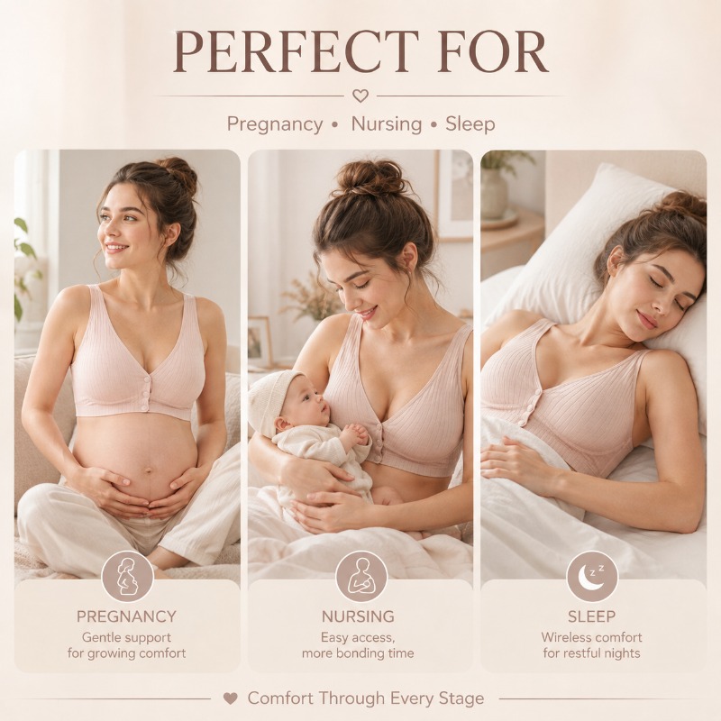 女性用授乳ブラ マタニティブラ ワイヤレス コットン混紡 フ - Nursing Bra Sleep のレビューと価格